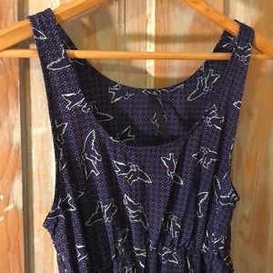 Boutique “Audrey” Navy Mint Bird Dotted Tie Dress